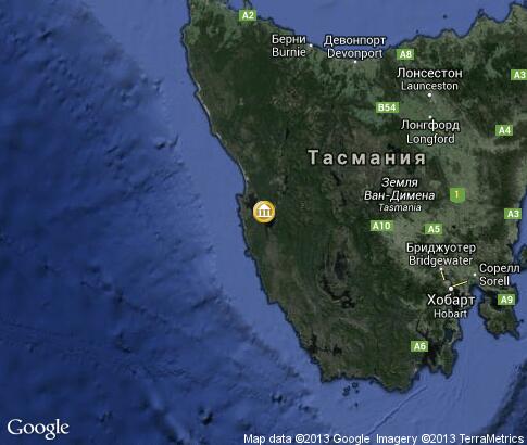 карта: Музеи колониальной истории в Тасмании
